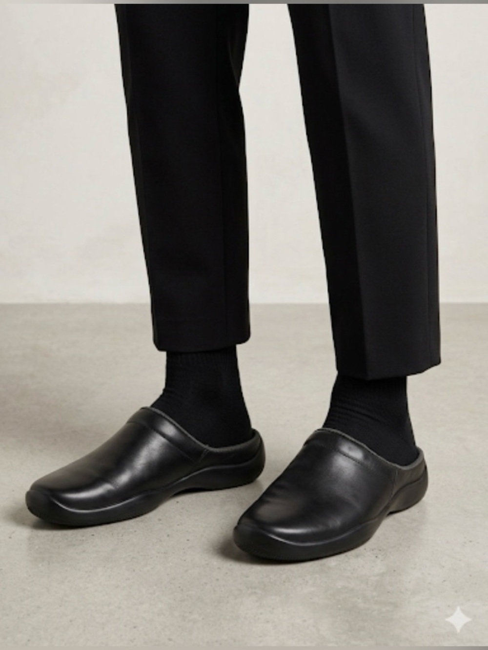Prada Vintage Black Leather Loafers Mules  Clogs Shoes Made in Italy Size 10